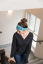 RiptGear Stretch Sport Headband for Women (Tribal Blue) — Made of Non-Slip Sweat Wicking Fabric — Great for Yoga, Running or The Gym — Soft Headband That Fits Most Head Sizes — (1-Pack)