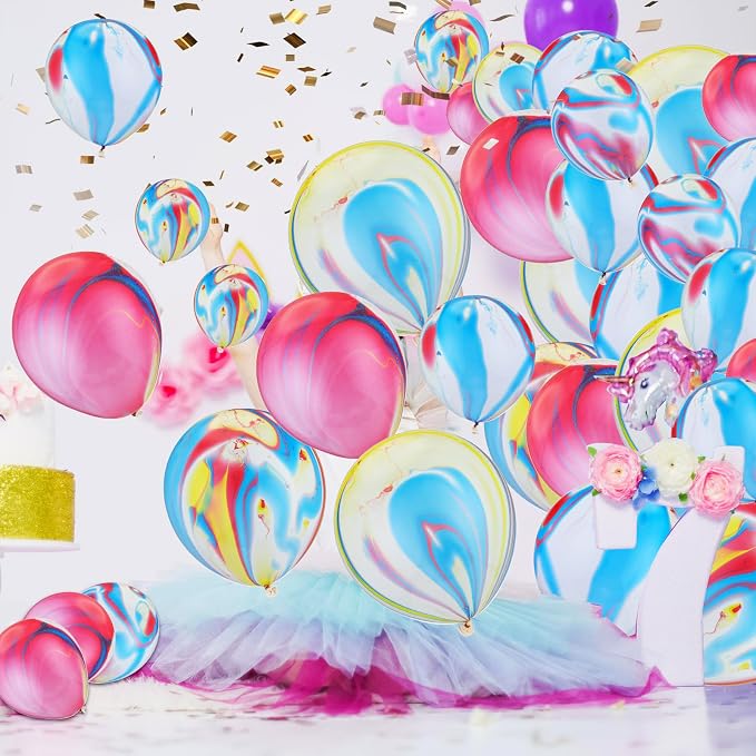 24 Pieces Tie Dye Agate Marble Balloons 12 Inches Tie Dye Swirl Latex Balloons - Image 6