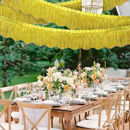 LOLStar Gold Foil Fringe Tinsel Garland, Tinsel Streamers Banner, 6 Pack | 60Ft - Image 6