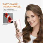 MINI Curling Iron Hair Crimper Waver, Beach Waves Curling Wand, Waver Hair Tool, Double Voltage Included UK/EU Plug, Easy to Use, Pink, 1.25 Inch