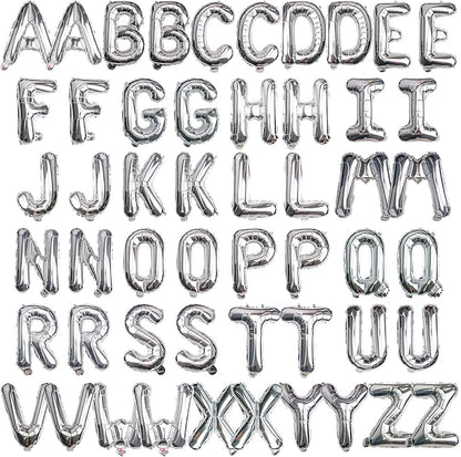 16 Inch 52Pcs Silver Letter Balloons Shiny A-Z Foil Balloon Letters | Reusable by Makeyourpartypop