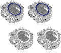 4 Pcs Heat Cap for Deep Conditioning Aluminum Foil Heat Cap Reusable Steam Processing Caps Thickened Shower Caps for Long Hair Dyeing Home Salon White Blue Hot Oil Tools