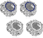4 Pcs Heat Cap for Deep Conditioning Aluminum Foil Heat Cap Reusable Steam Processing Caps Thickened Shower Caps for Long Hair Dyeing Home Salon White Blue Hot Oil Tools