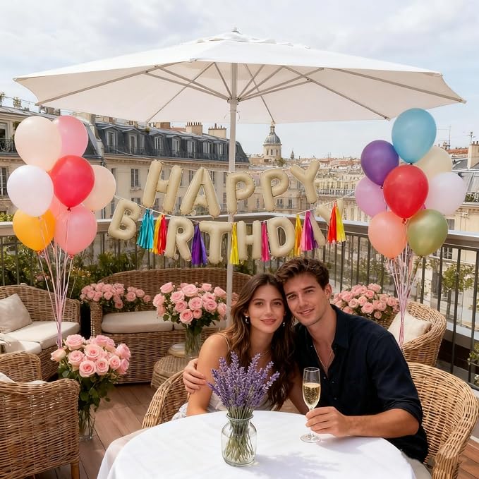16" Happy Birthday Foil Letter Balloons Banner Set | Alphabet Balloons - Image 7