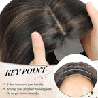 MORICHY Hair Toppers for Women Clip in Hair Topper with Bangs 20inch Chocolate Brown with Highlights Long Wavy Curly Synthetic HairPieces for Women