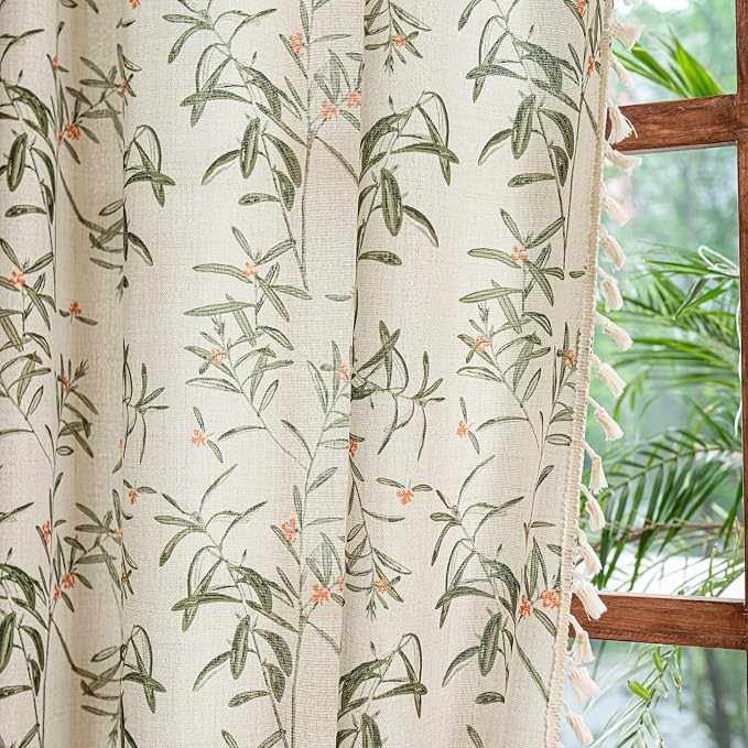 ENJOYBRIDAL Floral Curtains 63 Inch Length Semi Sheer Boho Drapes - Image 6