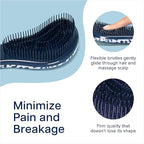 Crave Naturals Glide Thru Detangler Brush - Curly Hair Brush for Women and Kids - Wet and Dry Comb for Adults - Soft Flexible Bristles for Gentle Use - Styling Tool for Curls - Blue Cheetah