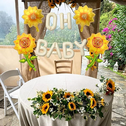 5Pcs Oh Baby Balloon Sunflower Balloons - Image 3