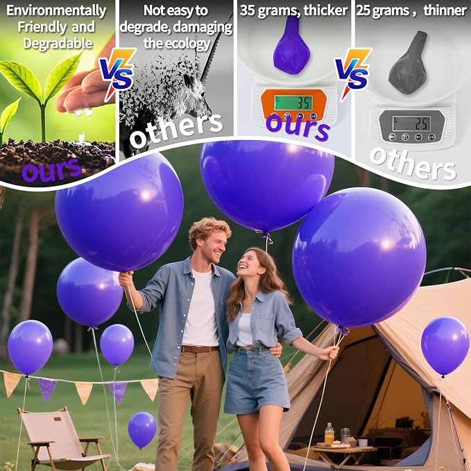 Purple Big Balloons 32pcs, 18 Inch Large Latex Giant Heavy Duty Balloons - Image 3