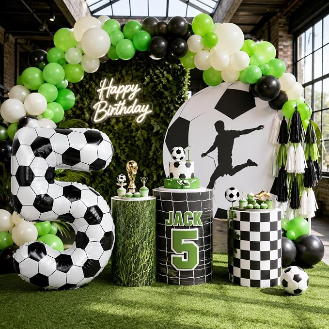 Soccer 5 Balloon Number, 40 Inch Soccer Number 5 Foil Balloon - Image 3