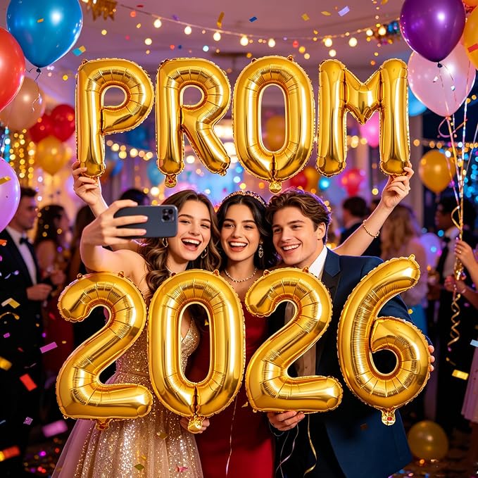 32 Inch 2026 Prom Balloons Set, Foil Mylar 2026 Number & PROM Letter Aluminum - Image 5