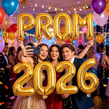 32 Inch 2026 Prom Balloons Set, Foil Mylar 2026 Number & PROM Letter Aluminum - Image 5