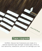SURNEL Injection Tape in Hair Extensions Human Hair 16 Inch Chocolate Brown to Caramel Blonde Seamless Remy Invisible Tape in Extensions 20 Pcs 35g(#4274,16)