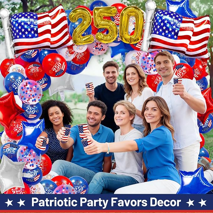104 PCS Red White and Blue Balloon Garland Arch Kit, 4th of July Balloon Arch - Image 6