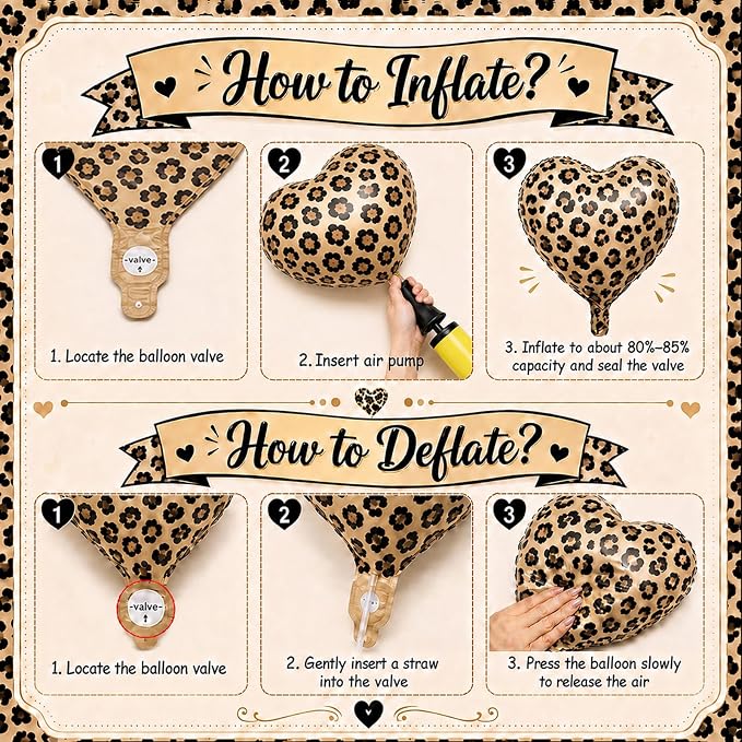 Leopard Print Heart Balloons, Animal Print Heart Shaped Helium Balloon - Image 8