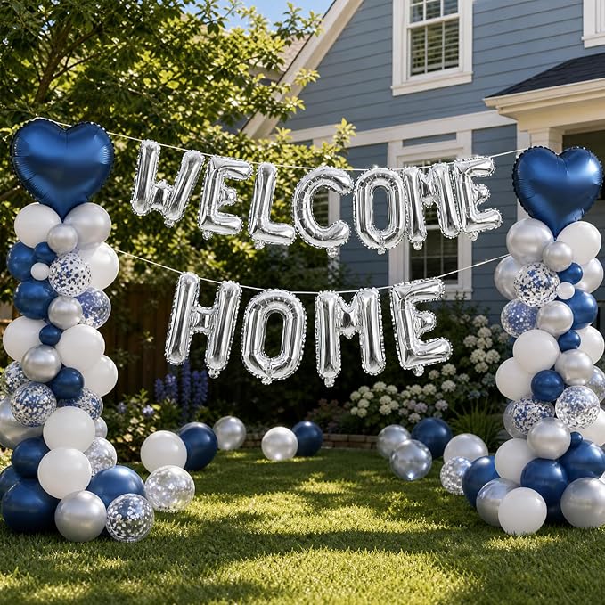 TONIFUL 16 Inch Silver WELCOME HOME Foil Letter Balloons - Image 3