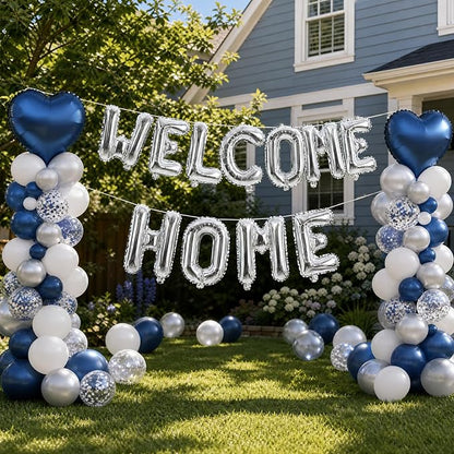 TONIFUL 16 Inch Silver WELCOME HOME Foil Letter Balloons - Image 3