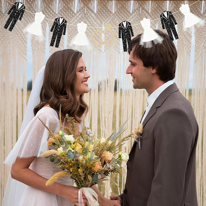 Bride and Groom Wedding Dress Garland Banner, 9.8 Ft Hanging Tuxedo and Gown - Image 5