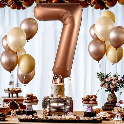 KatchOn Giant Coffee Brown Number 7 Balloon - Image 3