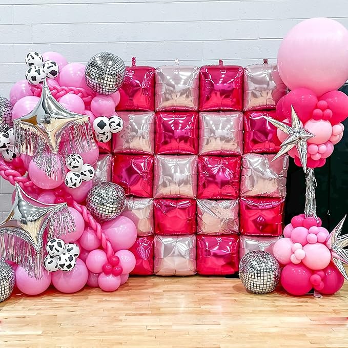 Hot Pink Square Foil Balloon Wall - Image 7