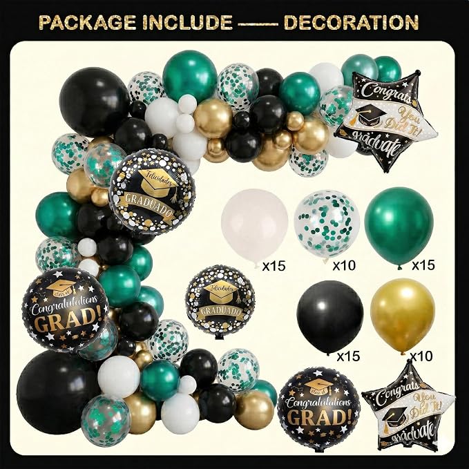 Black and Green Graduation Decorations Class of 2026 - Image 5