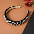 Spiked Headband, Punk Studded Rivet Rock Hair Hoop For Women, Gothic Black Spiked Headpiece