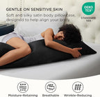Bedsure Body Pillow Pillowcase - Cooling and Silky Long Body Pillow Covers with Envelope Closure, Satin Similar to Silk Pillowcase for Hair and Skin,Black,20x54 Inches