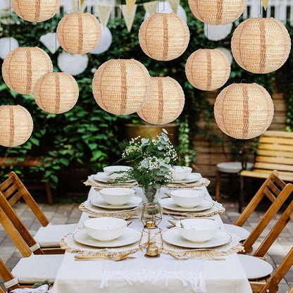 24 Pcs Print Burlap Paper Lanterns Round Chinese Paper Lanterns Farmhouse Boho - Image 6