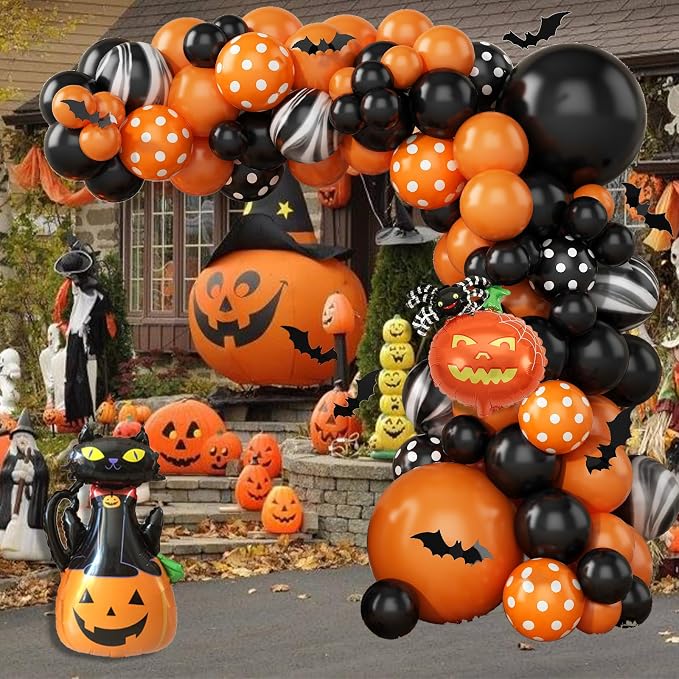 Halloween Balloon Arch Garland Kit, Boo Spider Bat Pumpkin Cat Pumpkin Spider by Jobkoo