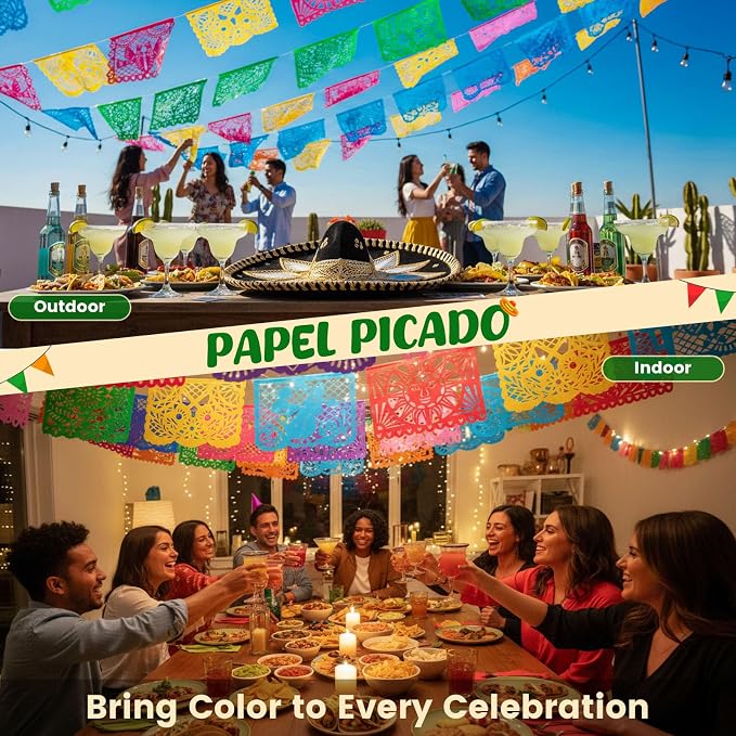 DOMESTAR 1 Pack 18 FT Mexican Party Banners, Fiesta Party Decoration | Papel - Image 3