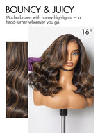 LUVME HAIR 100% Human Hair Wigs Loose Wave Glueless Lace Front 12 Inches, Pre Cut Plucked Hd Lace Short Wig Ready To Go Highlight Color Straight Bleached Knots Side Part Wigs