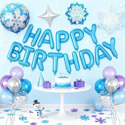 29PC Blue Winter Happy Birthday Balloon Banner, 16Inch 3D Aluminum Letter - Image 6