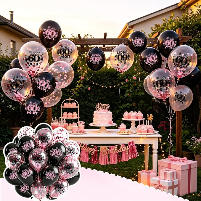 Black Whiet Confetti Balloons, - Image 6