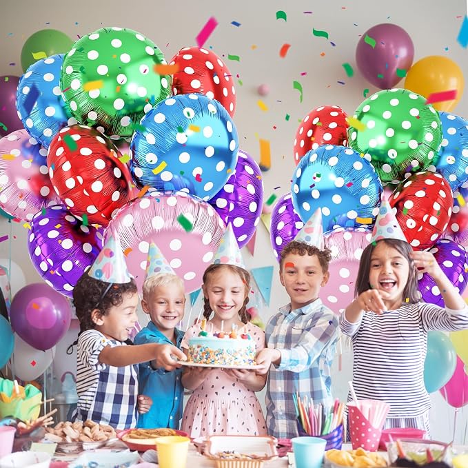 20PCS Mixed Color Round Foil Balloons, 18 Inch Round Shaped Foil Balloon - Image 5
