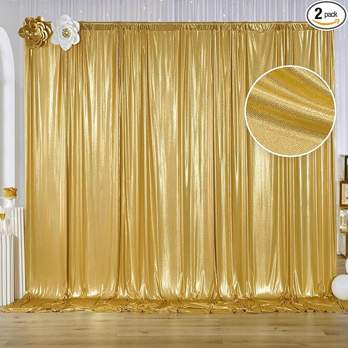 10x10 ft Gold Sequin Backdrop Curtain Panels by Htper