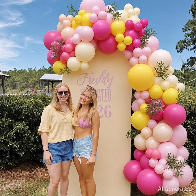 Pink and Yellow Balloon Arch Kit - Image 2