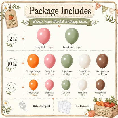 Farmers Market Balloon Arch Garland Kit Sage Green Dusty Pink Brown Orange - Image 2