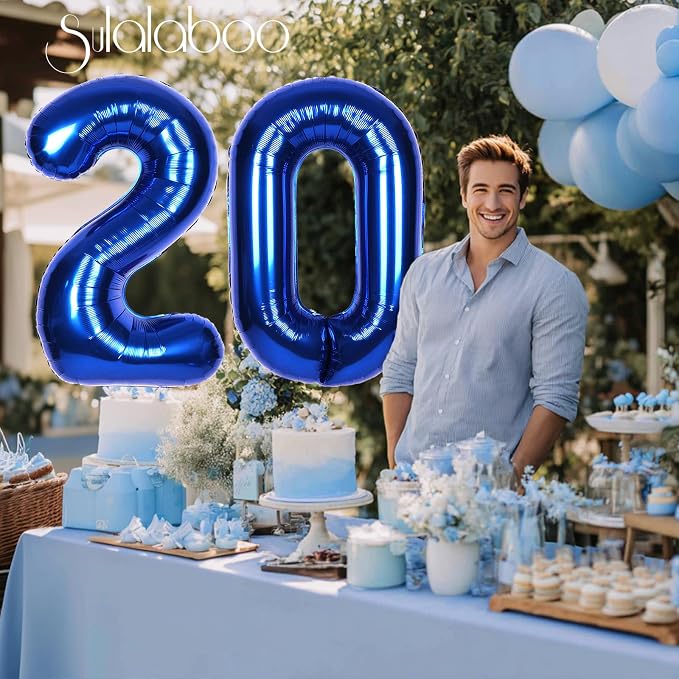 40 Inch Navy Blue Big Number 20 Balloon 0-9 Large Helium | Royal Blue Balloons - Image 4