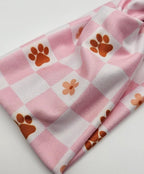 Soft Stretchy Headband, 3-in-1 Versatile Twist Style, One-Piece (Hippie Checkered Paws, Child)