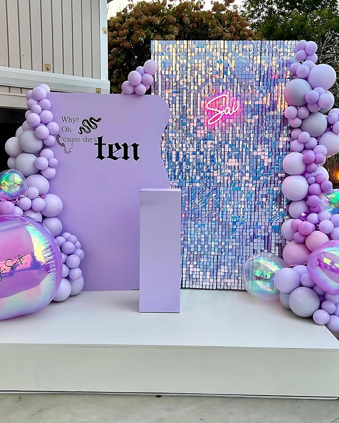 Iridescent Blue Shimmer Wall Backdrop, 24 Panels, 6x4 Ft Photo Backdrop | - Image 3