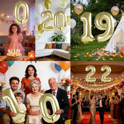 40 Inch Number 19 Balloons for 19th Birthday Party Decorations, 0-100 Champagne - Image 7