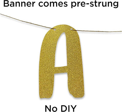 Pre-Strung The Legend Has Retired Gold Glitter Banner - Image 3