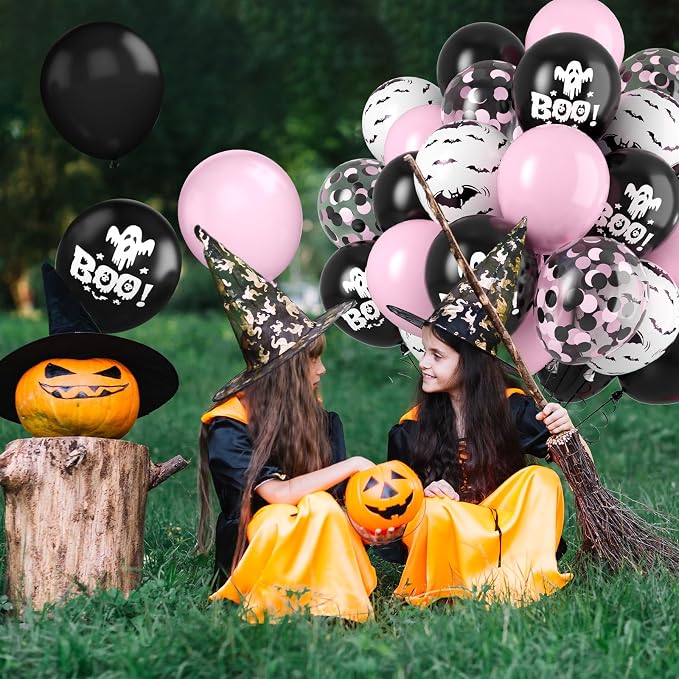Halloween Balloons, Cute Ghost Bat BOO Print Balloons, Halloween Kids Birthday - Image 6