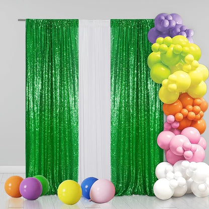 Eternal Beauty Green Sequin Backdrop Curtains, 2 Panels 2x8FT | 3mm Sparkle - Image 4