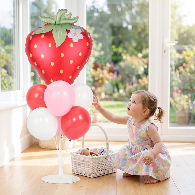 Strawberry Party Balloons Stand Kit 2 Sets, Balloon Table Centerpieces - Image 9