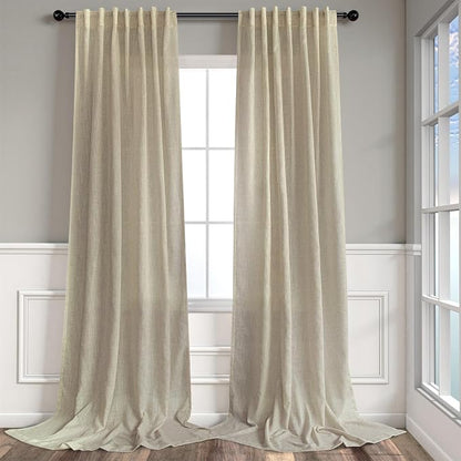 102 Inch Long Curtains Semi Sheer Linen Curtains by Pitalk
