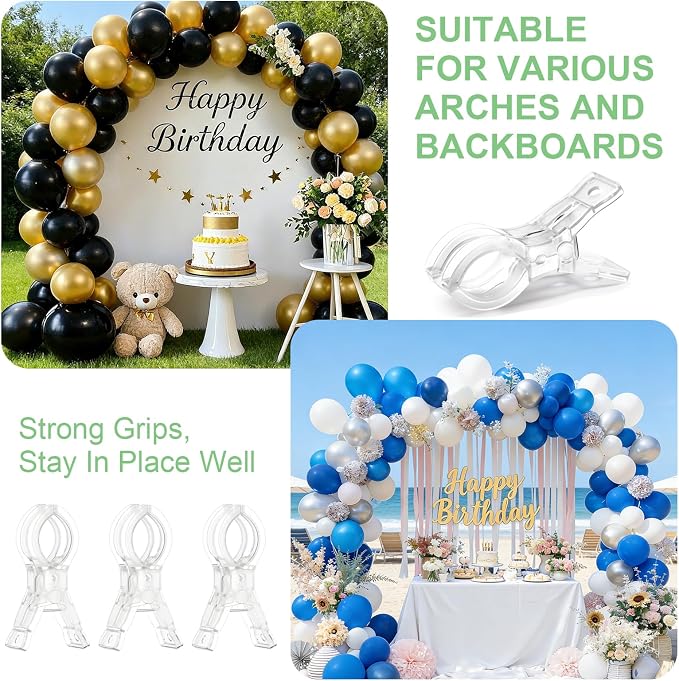 10 PCS Balloon Arch Clips, Plastic Transparent Backdrop Spring Clamps 3.5 Inch - Image 5