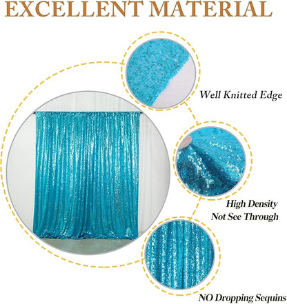 ShinyBeauty Sequin Curtain Turquoise 4FTx8FT Photo Backdrop - Image 7