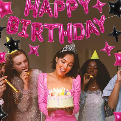 TONIFUL Hot Pink Birthday Decoration Kit 16 Inch Happy Birthday Balloon | 16 - Image 3