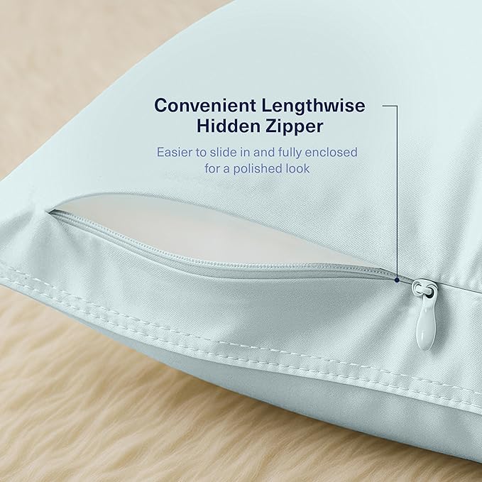 Kickoff Viscose Bamboo Pillowcase, Standard, Set of 2, 100% Organic Hidden Zippered Viscose Bamboo Pillow Case Standard Size, Cooling Pillow Cover for Hot Sleepers (20"x26" Coastal Blue)